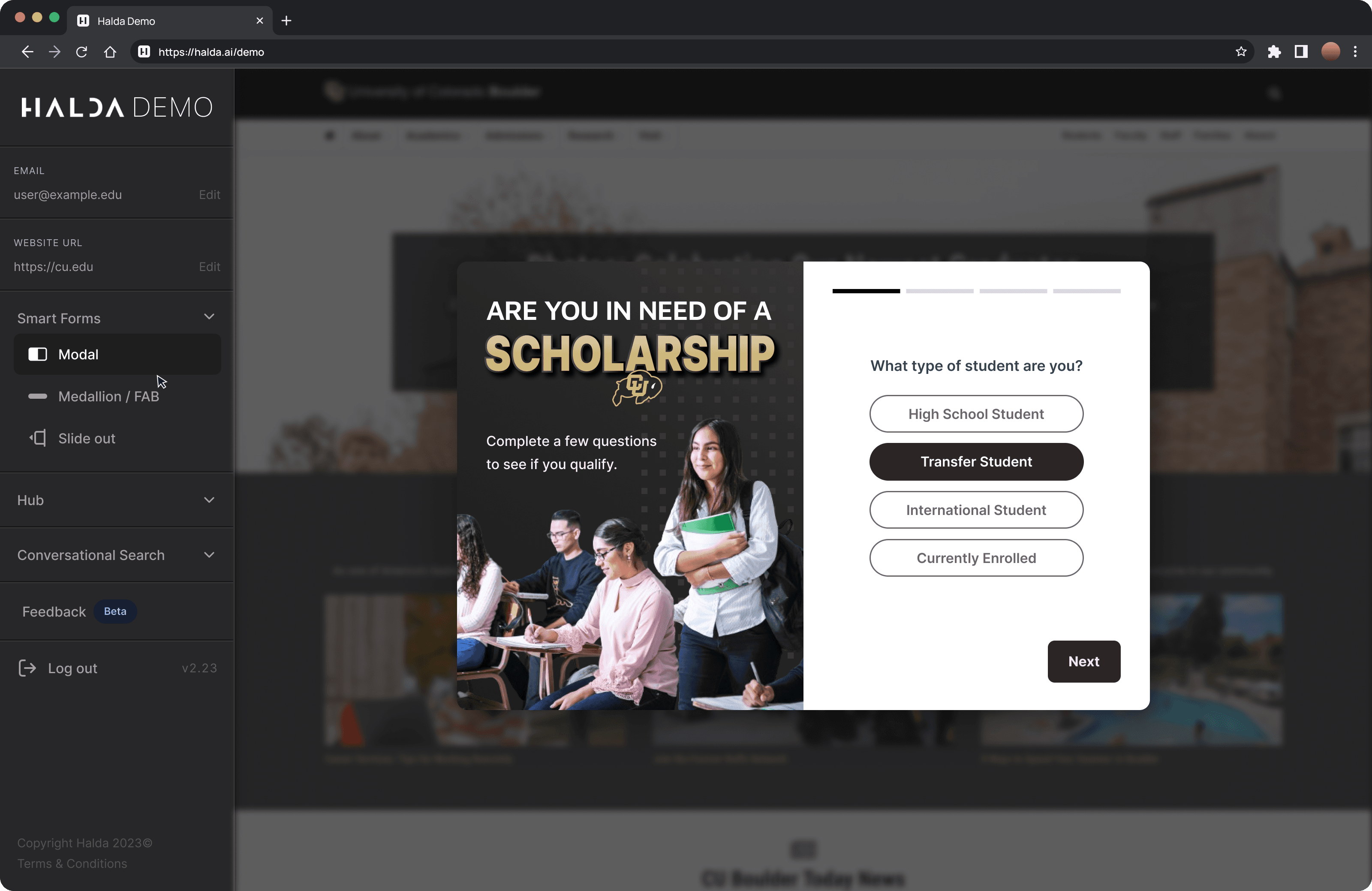 Popup modal Smart Form