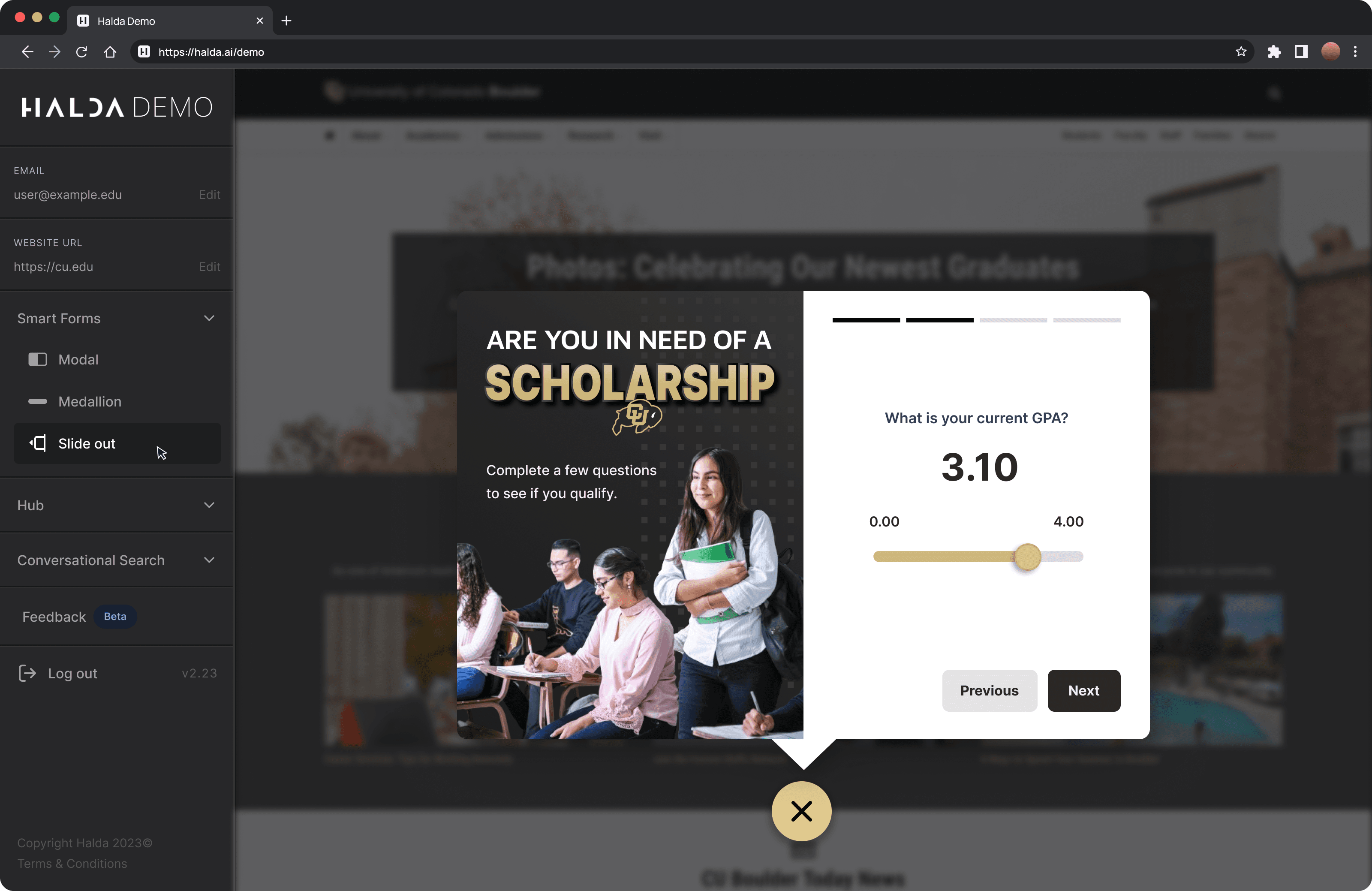 Click Medallion opened into a Smart Form